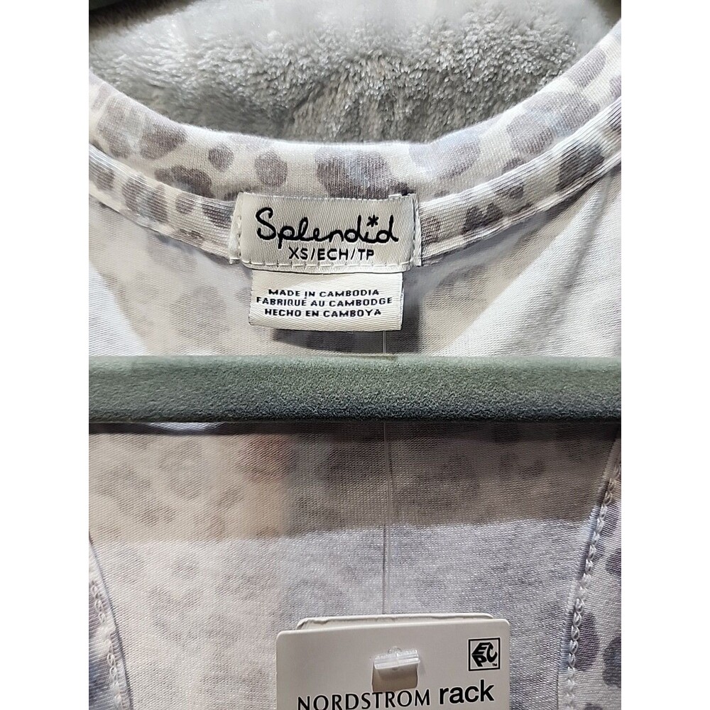 NWT Splendid Womens XS Lingerie Long NightGown Sleepware Blue Grey Leopard Print - Picture 3 of 6